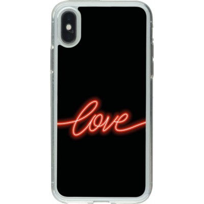 Coque iPhone X / Xs - Gel transparent Valentine 2023 neon love