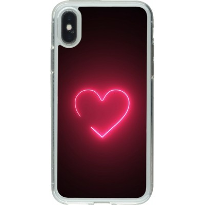 Coque iPhone X / Xs - Gel transparent Valentine 2023 single neon heart