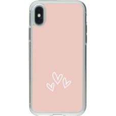 Coque iPhone X / Xs - Gel transparent Valentine 2023 three minimalist hearts