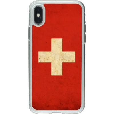 Coque iPhone X / Xs - Gel transparent Vintage Flag SWISS