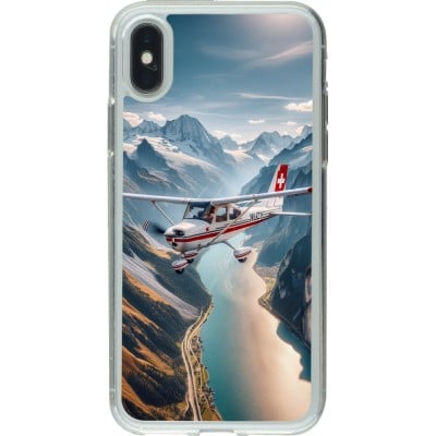 Coque iPhone X / Xs - Gel transparent Vol Alpin Suisse