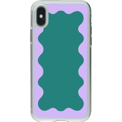 Coque iPhone X / Xs - Gel transparent Wavy Rectangle Green Purple