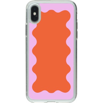 Coque iPhone X / Xs - Gel transparent Wavy Rectangle Orange Pink