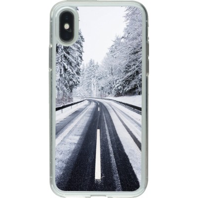 Coque iPhone X / Xs - Gel transparent Winter 22 Snowy Road