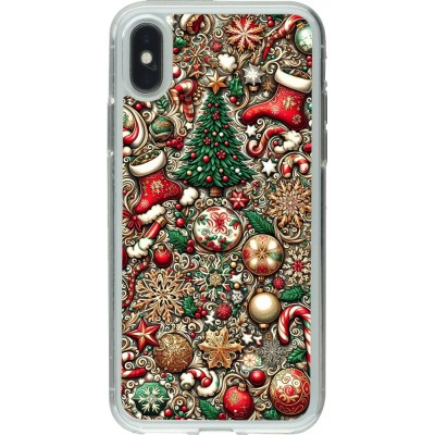 Coque iPhone X / Xs - Gel transparent Noël 2023 micro pattern