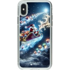 Coque iPhone X / Xs - Gel transparent Noël 2023 Père Noël enchanté