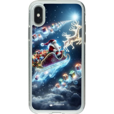 Coque iPhone X / Xs - Gel transparent Noël 2023 Père Noël enchanté