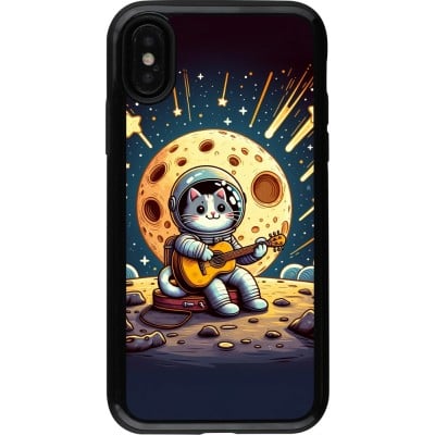 Coque iPhone X / Xs - Hybrid Armor noir AstroCat RockLune