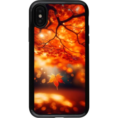 Coque iPhone X / Xs - Hybrid Armor noir Automne Magique Orange