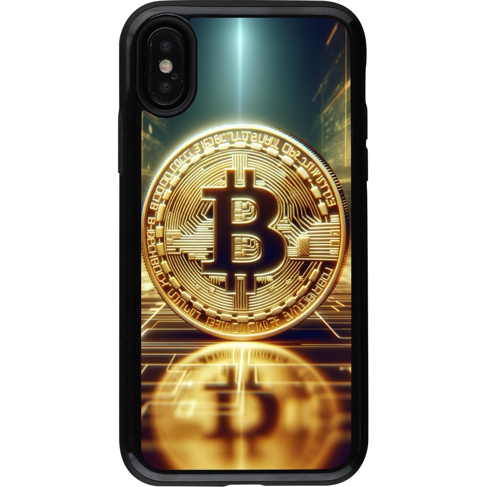 Coque iPhone X / Xs - Hybrid Armor noir Bitcoin Standing