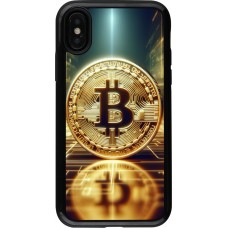 Coque iPhone X / Xs - Hybrid Armor noir Bitcoin Standing