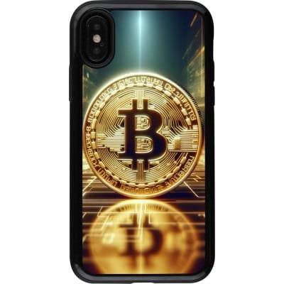 Coque iPhone X / Xs - Hybrid Armor noir Bitcoin Standing