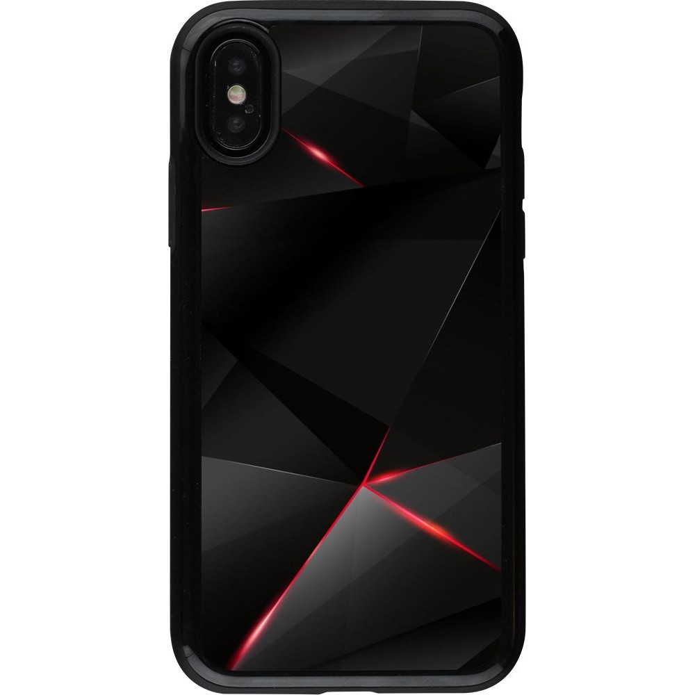 Coque iPhone X / Xs - Hybrid Armor noir Black Red Lines