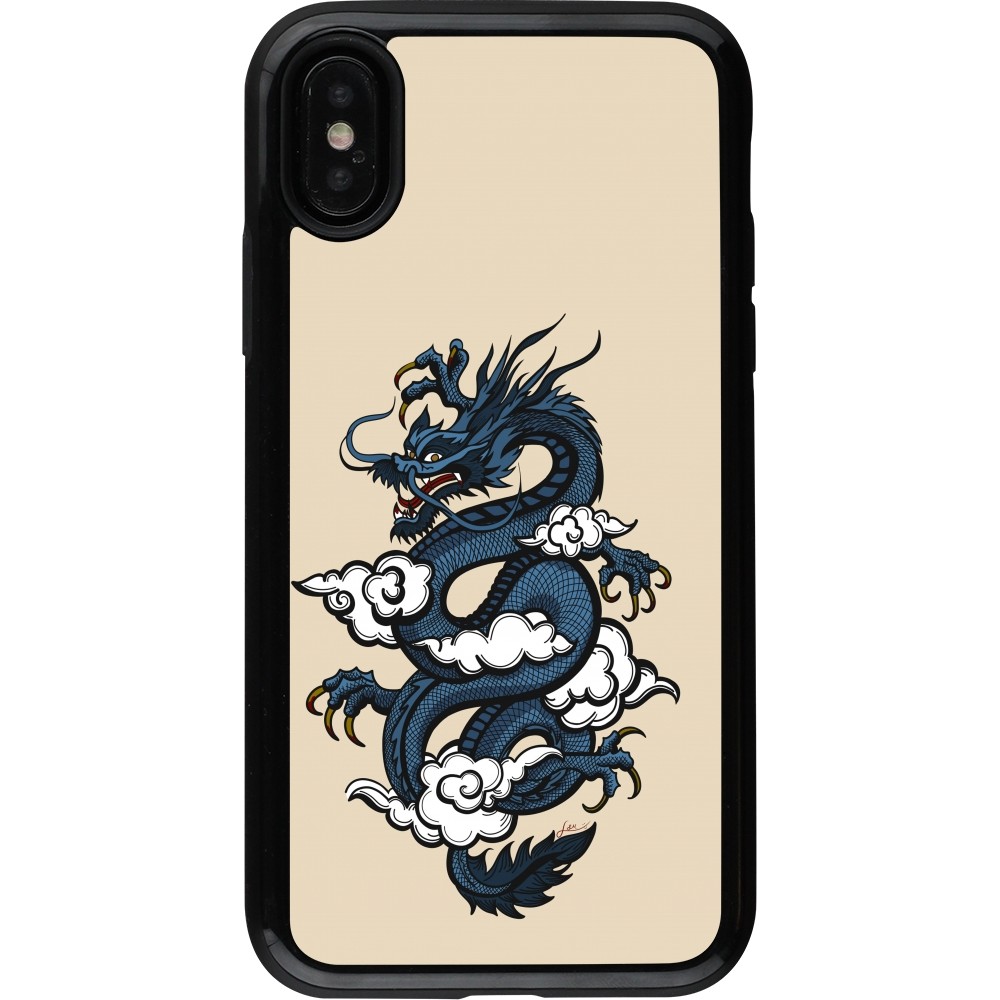 Coque iPhone X / Xs - Hybrid Armor noir Blue Dragon Tattoo