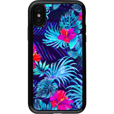 Coque iPhone X / Xs - Hybrid Armor noir Blue Forest