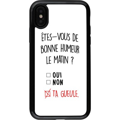 Coque iPhone X / Xs - Hybrid Armor noir Bonne humeur matin