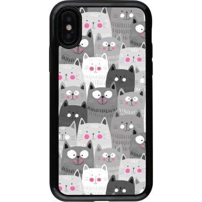 Coque iPhone X / Xs - Hybrid Armor noir Chats gris troupeau