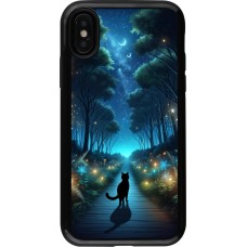 Coque iPhone X / Xs - Hybrid Armor noir Chat noir promenade