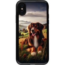 Coque iPhone X / Xs - Hybrid Armor noir Chien Campagne Suisse