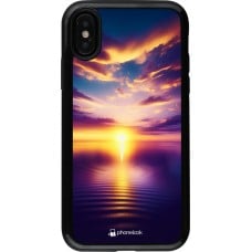 Coque iPhone X / Xs - Hybrid Armor noir Coucher soleil jaune violet