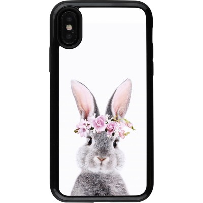 Coque iPhone X / Xs - Hybrid Armor noir Easter 2023 flower bunny