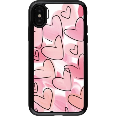 Coque iPhone X / Xs - Hybrid Armor noir Easter 2023 pink hearts