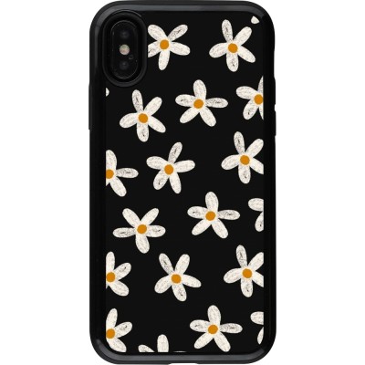 Coque iPhone X / Xs - Hybrid Armor noir Easter 2024 white on black flower