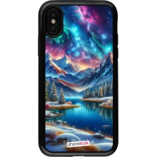 Coque iPhone X / Xs - Hybrid Armor noir Fantasy Mountain Lake Sky Stars