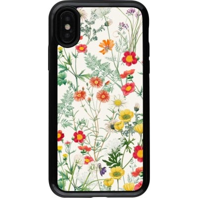 Coque iPhone X / Xs - Hybrid Armor noir Flora Botanical Wildlife