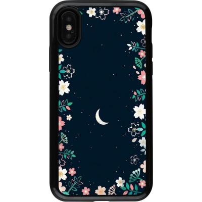 Coque iPhone X / Xs - Hybrid Armor noir Flowers space