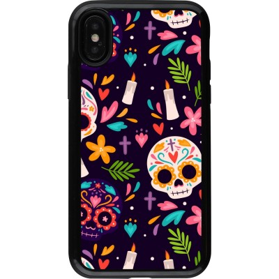 Coque iPhone X / Xs - Hybrid Armor noir Halloween 2023 mexican style