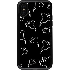 Coque iPhone X / Xs - Hybrid Armor noir Halloween 2024 black and white ghosts