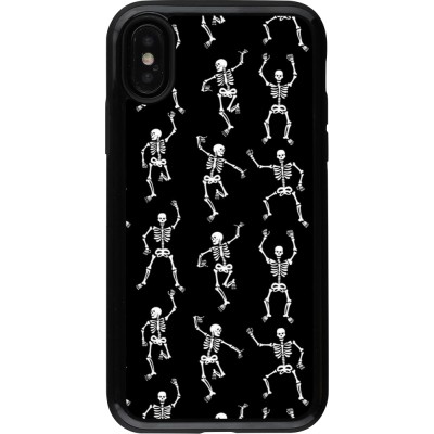 Coque iPhone X / Xs - Hybrid Armor noir Halloween 2024 dancing skeleton