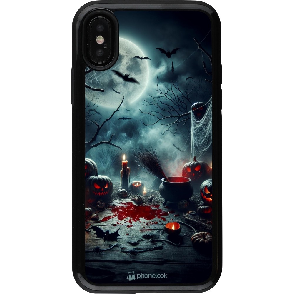 Coque iPhone X / Xs - Hybrid Armor noir Halloween 2024 Dark Moon