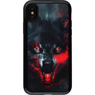 Coque iPhone X / Xs - Hybrid Armor noir Halloween 2024 mad werewolf