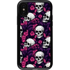 Coque iPhone X / Xs - Hybrid Armor noir Halloween 2024 romantic skulls