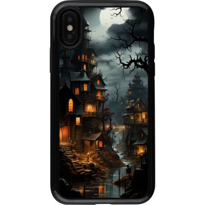 Coque iPhone X / Xs - Hybrid Armor noir Halloween 2024 scary town