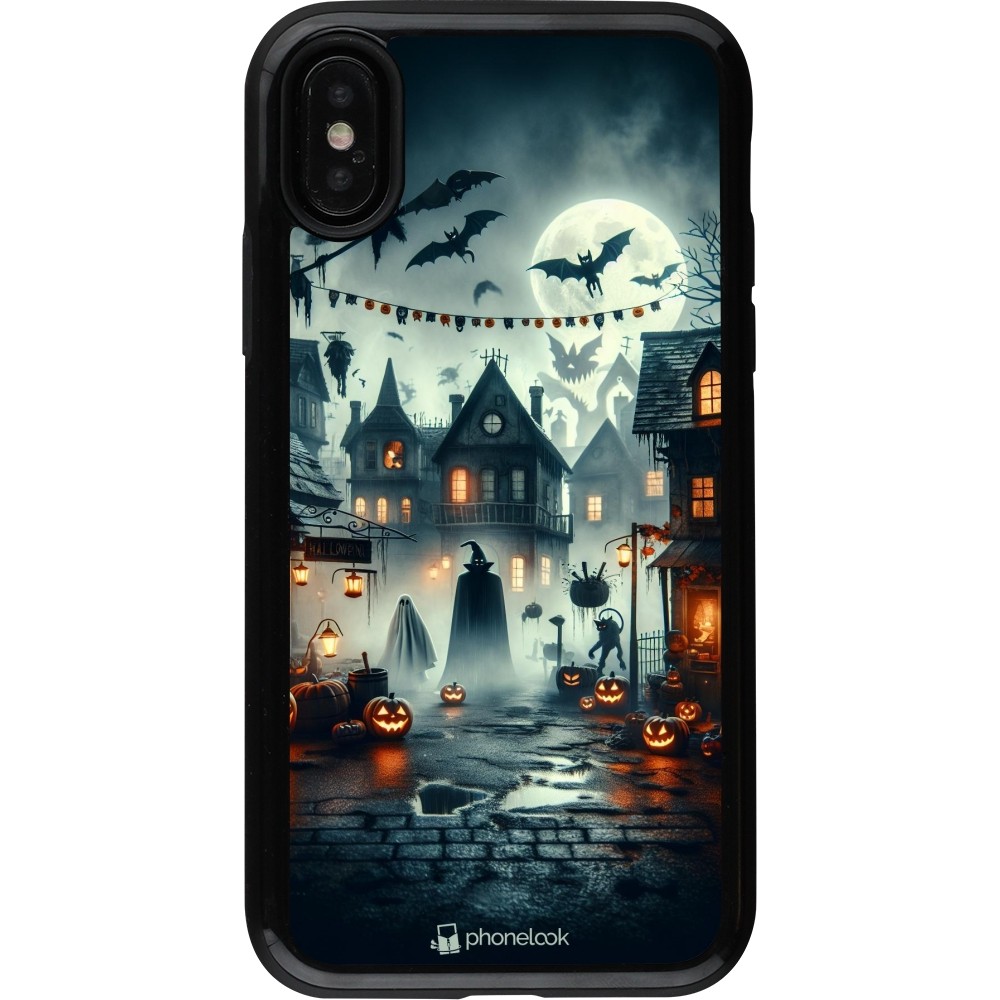 Coque iPhone X / Xs - Hybrid Armor noir Halloween Spookville