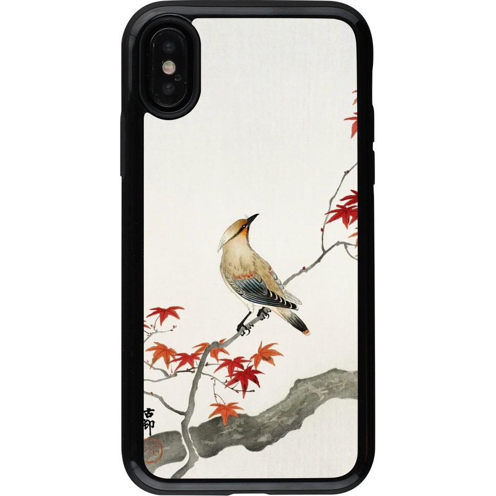 Coque iPhone X / Xs - Hybrid Armor noir Japanese Bird