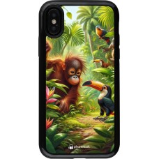 Coque iPhone X / Xs - Hybrid Armor noir Jungle Tropicale Tayrona