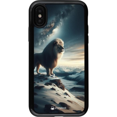 Coque iPhone X / Xs - Hybrid Armor noir Le lion blanc