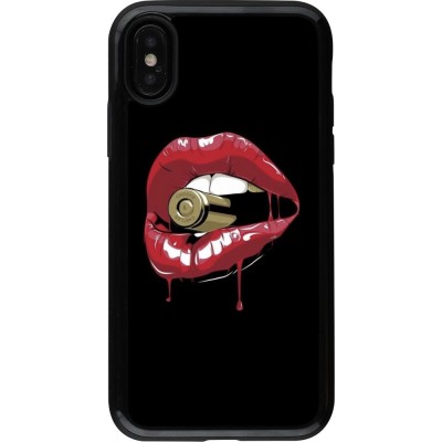 Coque iPhone X / Xs - Hybrid Armor noir Lips bullet