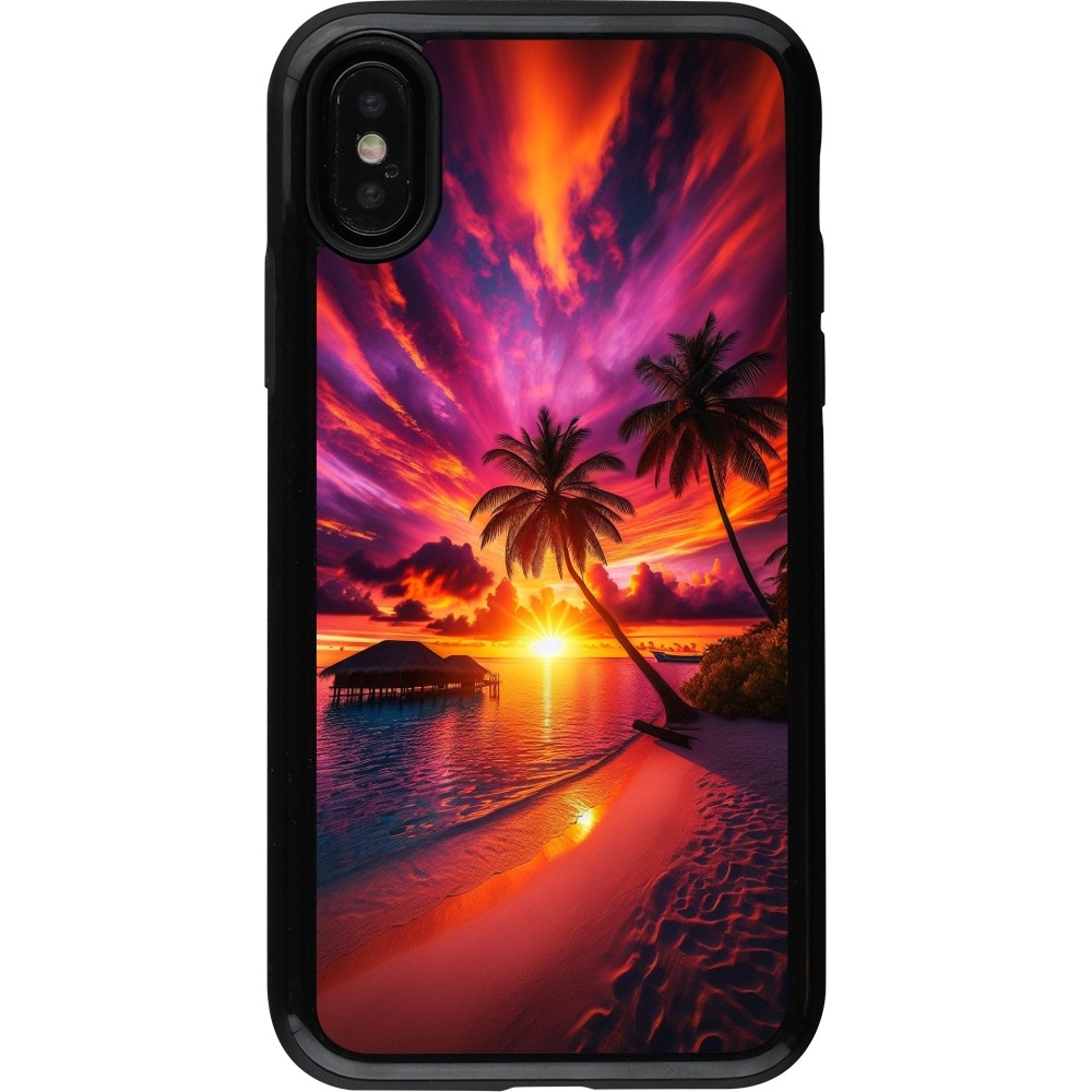 Coque iPhone X / Xs - Hybrid Armor noir Maldives Dusk Bliss