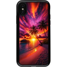 Coque iPhone X / Xs - Hybrid Armor noir Maldives Dusk Bliss