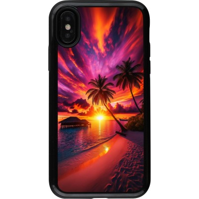 Coque iPhone X / Xs - Hybrid Armor noir Maldives Dusk Bliss