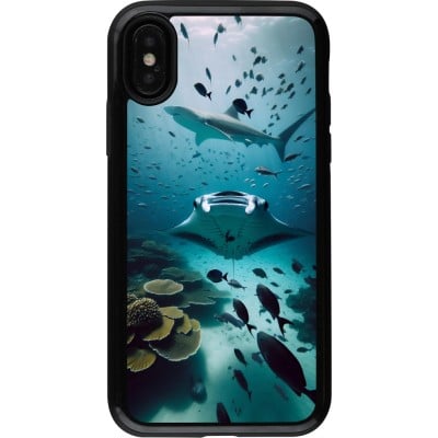 Coque iPhone X / Xs - Hybrid Armor noir Manta Lagon Nettoyage