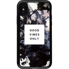 Hülle iPhone X / Xs - Hybrid Armor schwarz Marble Good Vibes Only