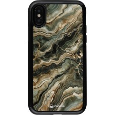 Coque iPhone X / Xs - Hybrid Armor noir Marbre Olive