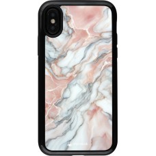 Coque iPhone X / Xs - Hybrid Armor noir Marbre Rose Lumineux