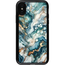 Coque iPhone X / Xs - Hybrid Armor noir Marbre Vert Bleu Doré